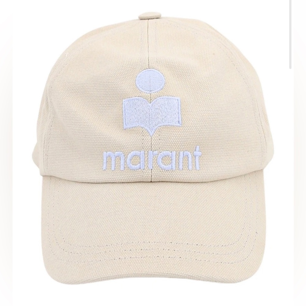 Isabel Marant Tyron Baseball Hat, Beige / Ecru / Light Blue, Size 59
